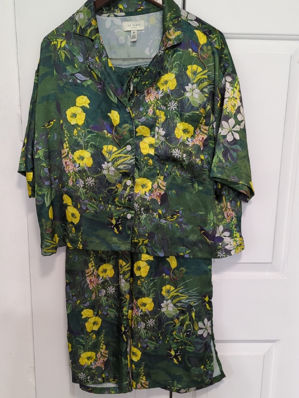 Ted Baker London Sz M Flourish Boxy Short Sleeve Top & Cropped Pant Pajama Set
